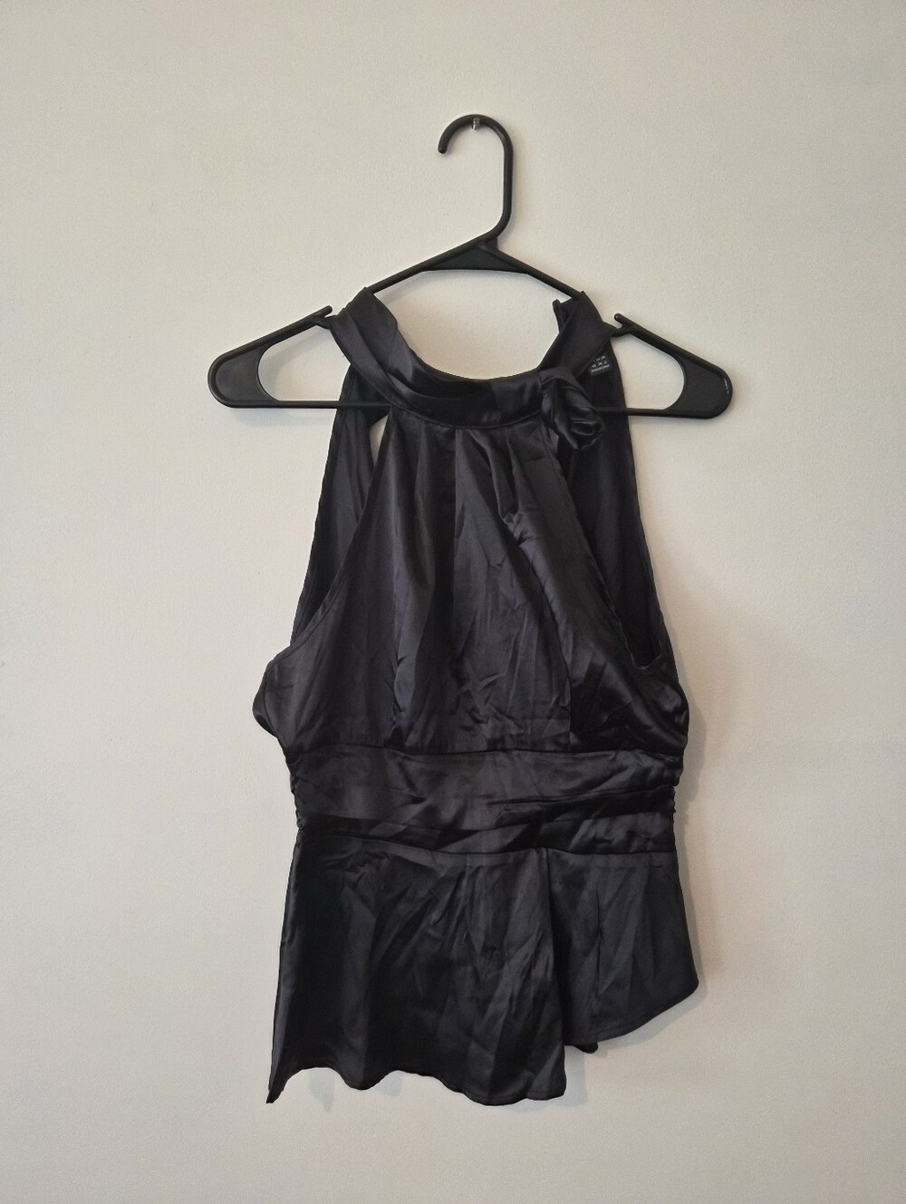Black Halter Satin Top
